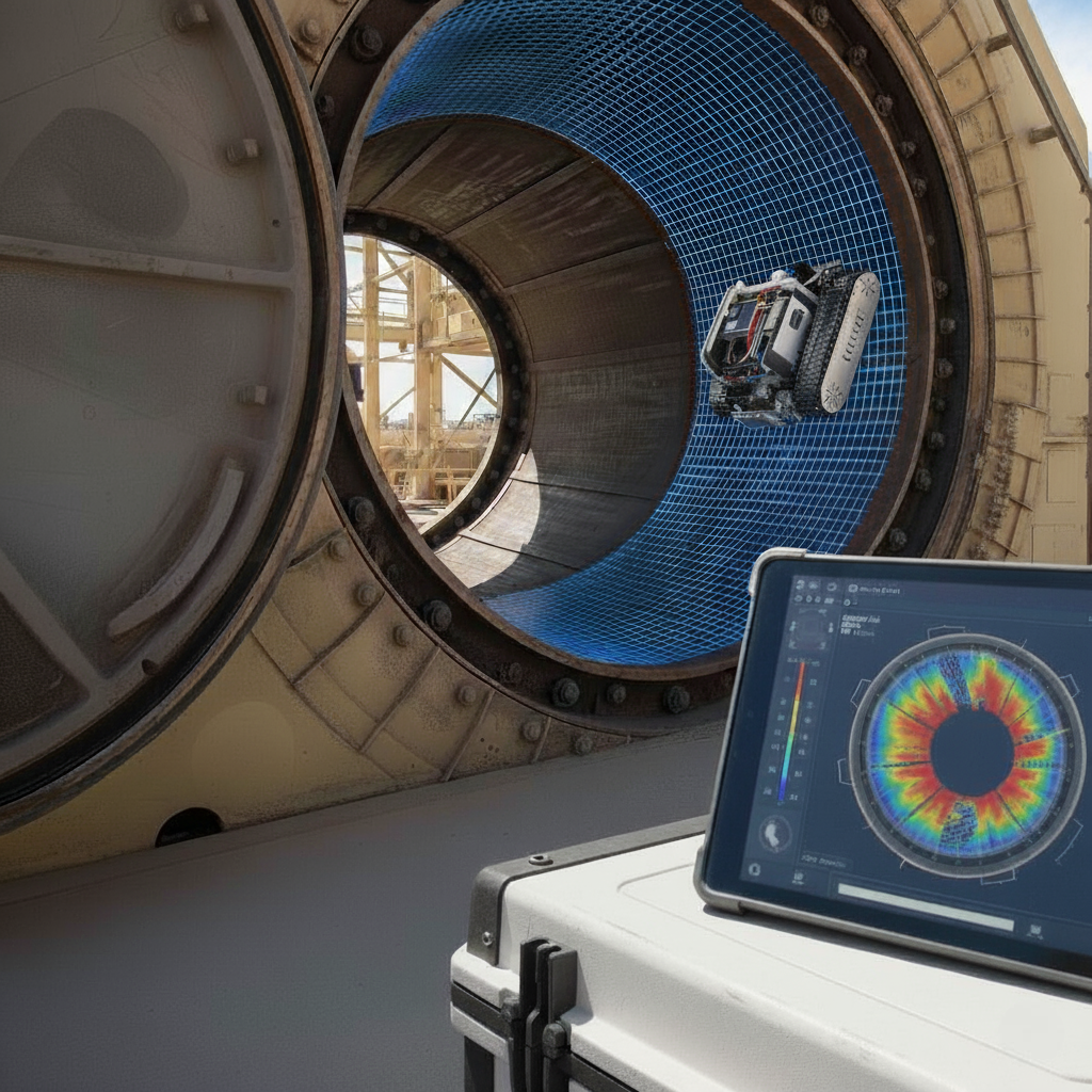 Robotic inspection system for mill liner wear monitoring